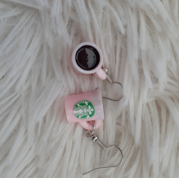 NEW Pink Starbucks Coffee Mug Earrings - Picture 2 of 2